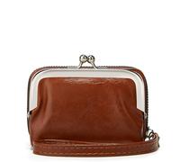 Linpr Monedero para Mujer de Piel, Mini Carteras con Cerradura Beso, Paquetes Tarjetas con Varios Compartimentos, Pequeño y Liviano Bolsa de Monedas, Retro Patrón de Flores Monederos (Marrón)