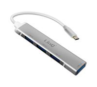 LinQ Adaptador compacto de USB-C ultrarrápido a 4x hub USB, Plata