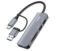 LinQ Adaptador con 2x Puertos USB 2.0 / 3.0 + Lector de Tarjetas SD / TF,