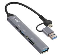 LinQ Adaptador con USB-C + USB 2.0 + USB 3.0 + Lector de tarjetas SD / TF,