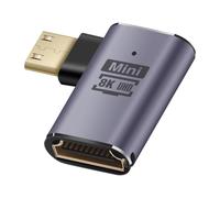 LinQ, Adaptador de Video 8K UHD HDMI Hembra a Mini HDMI Macho Curvo a la Derecha