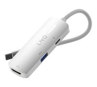 Base para portátil Linq 3en1 USB-C HDMI 4K PD 140W USB-A Aluminio Gris-Blanco