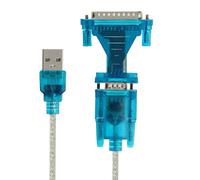LinQ Adaptador USB 2.0 a DB25 y DB9, Azul claro