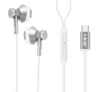 LinQ Auriculares Cable USB-C Sonido Calidad Botón Multifunción, Plata