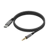 LinQ Cable de Audio USB-C a Jack 3.5mm para Autorradio / Altavoz Trenzado 1m