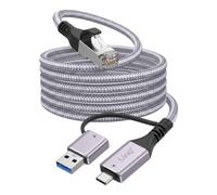 LinQ Cable Ethernet RJ45 a USB-C y USB 3.0 2m Conexión Red Alta Velocidad, Gris