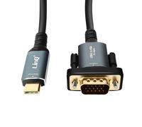 LinQ Cable USB-C a VGA Full HD 1080p Plug and Play Largo 1.8m, Gris oscuro