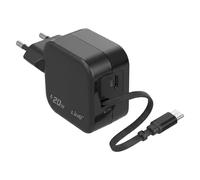 LinQ Cargador de Bolsillo USB-C 20W con Cable Retráctil y Puerto USB-C,