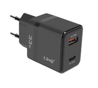 LinQ Cargador de pared USBC 33W + USB 18W Compacto,