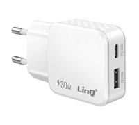 LinQ Cargador Universal Doble Puerto USB-C y USB-A 30W,