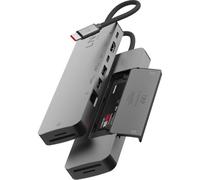 LinQ Hub Multipuerto USB-C 9 en 1 con Carcasa SSD M.2 NVMe y Lectores, Gris