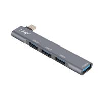LinQ Hub USB 4 en 1 con puertos USB 3.0 y 2.0, Plata