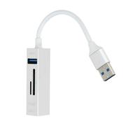 LinQ Hub USB 5 en 1 con 3 puertos USB y lector de tarjetas Micro-SD SD, Plata