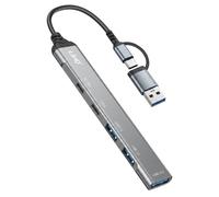 LinQ Hub USB-C / USB-A 5-en-1 a 2x USB-C PD 10W y 3x USB-A 480Mbps, Gris