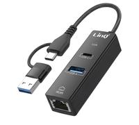 LinQ, Hub USB USB-C 3 en 1 con USB 2.0 / USB-C Power Delivery / Ethernet RJ45