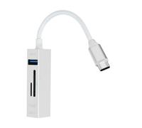 LinQ Hub USBC 5 en 1 con 3 Puertos USB y Lector de Tarjetas SD Micro SD, Plata
