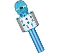 LINQ Microfono Karaoke Bluetooth Microfono Inalambrico Karaoke Portatil para Cantar y Grabación, con Altavoces Incorporados, Compatible con Android/iOS, PC (Azul)