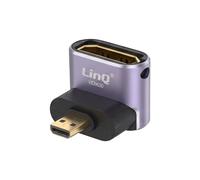 LinQ, Mini Adaptador de Vídeo Micro-HDMI Macho a HDMI 2.1 Hembra Acodado 8K