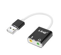 LinQ Tarjeta de sonido USB externa Adaptador doble de 3,5 mm, /