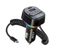 LinQ Transmisor Encendedor FM Bluetooth con Cable USB-C Enrollado PD 30W,