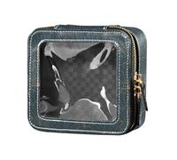 Linqin Art Petal - Bolsa de maquillaje transparente para mujer, Art Petal Dark, 1 talla, Art Petal Dark, 1 talla