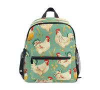 linqin Art Wheat Chickens - Mochilas verdes para niños, con correa para el pecho, con etiqueta de nombre, para mochilas de 5 años para ni?as de 3 a?os
