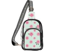 linqin Bolso bandolera transparente para mujer con bolsillo trasero oculto | Tamaño de 7.1 x 4 x 10.2 pulgadas, aprobado, compacto y elegante, acuarela rubor rosa floral