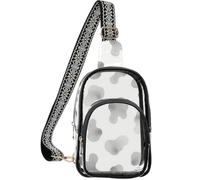 linqin Bolso cruzado transparente para hombre con bolsillo trasero oculto | Parte delantera de PVC transparente, aprobada, ligera, portátil, gris y blanco, leopardo abstracto