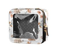 linqin Chic Bears - Neceser de maquillaje transparente con cremallera, de piel, para volar, Chic Bears White, 1 size