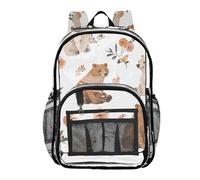 linqin Chic Bears White School Clear Mochila Clear Book Bags para adolescentes transparente resistente paquete trasero, Chic Bears Blanco, 1 tamaño, Chic Bears White, 1 size