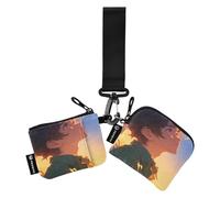 linqin Curious Boy - Monedero doble para tarjetas de crédito, pequeño estuche desmontable para tarjetas de visita, organizador de dinero con llavero para hombres y mujeres, 2 piezas, Curious Boy, 1