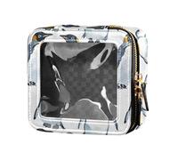 linqin Cute Penguins - Mini neceser de maquillaje de piel transparente y portátil, organizador de maquillaje para viajes, Lindos pingüinos blancos, 1 size