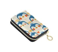 linqin Divertida cartera pequeña de animales azules para viajes diarios, multifuncional, piel sintética, antirrobo, para llevar