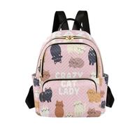 linqin Elegante mochila con bolsillo con cremallera múltiple, Crazy Cat Lady, Small, Mochila de moda