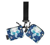 linqin Fairy-tale Mermaids - Carteras de muñeca dobles azules para mujer, delgada, portátil, tarjetero, organizador de dinero con bolsillo con cremallera para hombres y mujeres, 2 unidades, Fairy-Tale