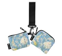 linqin Flowers Garden - Cartera doble para mujer, monedero pequeño y portátil con bolsillo para monedas con cremallera para mujeres y niñas, 2 unidades, Flowers Garden, 1 size