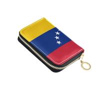 linqin Funda delgada para tarjetas con diseño de bandera de Venezuela para transporte diario, bloqueo RFID, cuero vegano, 9 ranuras para tarjetas