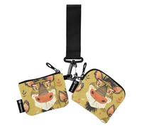 linqin Funny Animal Faces - Tarjeteros para mujer, tarjetero, delgado, plano, organizador de dinero con correa de muñeca para el trabajo, viajes, 2 paquetes, Caras divertidas de animales, 1 size