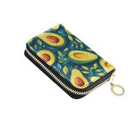 linqin Green Art - Tarjetero delgado para viajes, piel sintética, 9 ranuras para tarjetas, diseño de aguacate