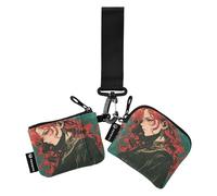 linqin Hateful Prince - Cartera doble para mujer, diseño delgado y desmontable, con correa para la muñeca, 2 paquetes, Príncipe odioso verde oscuro, 1 size