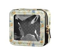 linqin Liatris - Neceser de piel transparente con diseño de flores a cuadros, bolsa de cosméticos pequeña para bolso de viaje, Liatris Flowers Plaid, 1 size