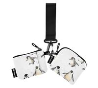 linqin Lindas carteras de pingüino doble para mujer, monedero pequeño desmontable con correa de muñeca para el trabajo, viajes, 2 piezas, Pingüino, 1 size