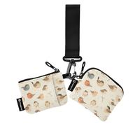 linqin Little Birds - Cartera doble para mujer, diseño de negocios, monedero con correa para la muñeca, 2 unidades, color beige, Little Birds Beige, 1 size