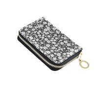 linqin Little Floral - Mini tarjetero de crédito para viajes, con bloqueo RFID, piel sintética, 9 ranuras para tarjetas, color negro