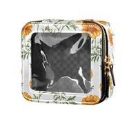 linqin Maletín de maquillaje de caléndulas amarillas, color blanco, bolsa de aseo de viaje, mini recipientes de maquillaje para viajes, Caléndulas amarillas y blancas, 1 size