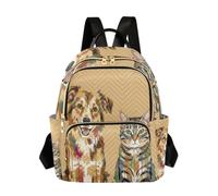 linqin Mini mochila con bolsillo con cremallera múltiple, Mezcla de perros y gatos, Small, Mochila de moda