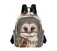 linqin Mini mochila con correa ajustable, Búho granero, Medium, Mochila de moda | Dos capacidades, viajes, trabajo, compras, lechuza