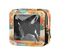 linqin Minibolsa de maquillaje de piel transparente con diseño de calabazas amarillas y rojas gigantes, organizador para volar, Calabazas gigantes amarillas y rojas, 1 size
