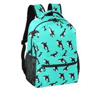 Linqin - Mochila casual con correa ajustable para ballena, color verde azulado, Ballena Orca Teal, S