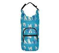 Linqin - Mochila pequeña con soporte para botella de agua, ajustable, aislante, para botellas de agua, para senderismo, se adapta a botellas de 20/24/32/40 onzas, Caricaturas Deep Sky Blue Dogs, 1